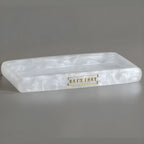 Bandeja Kit Banheiro Lavabo Aura Perla, Branco Pérola, acessório de luxo para organização.