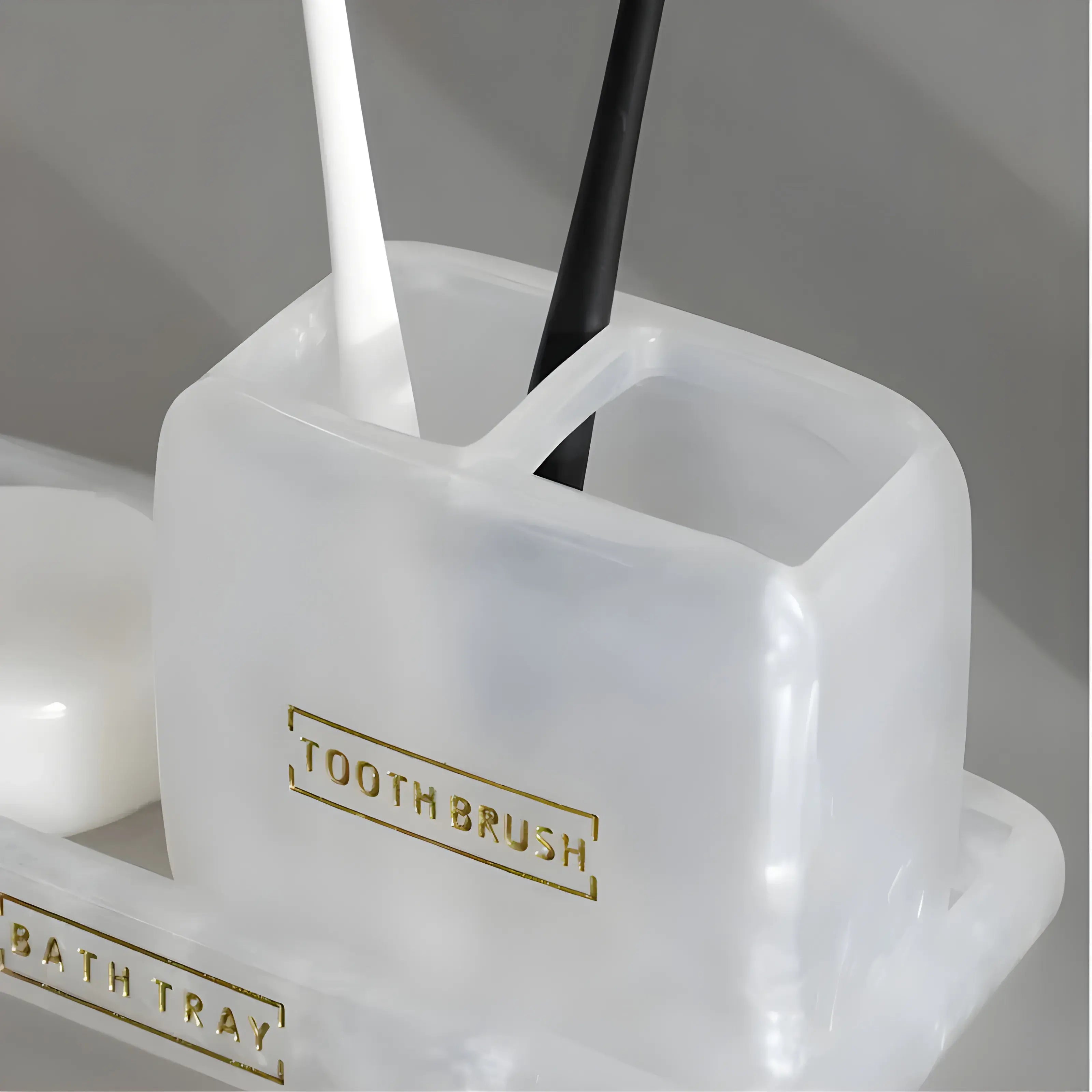 Porta-escovas Kit Banheiro Lavabo Aura Perla, Branco Pérola, acessório de design sofisticado.